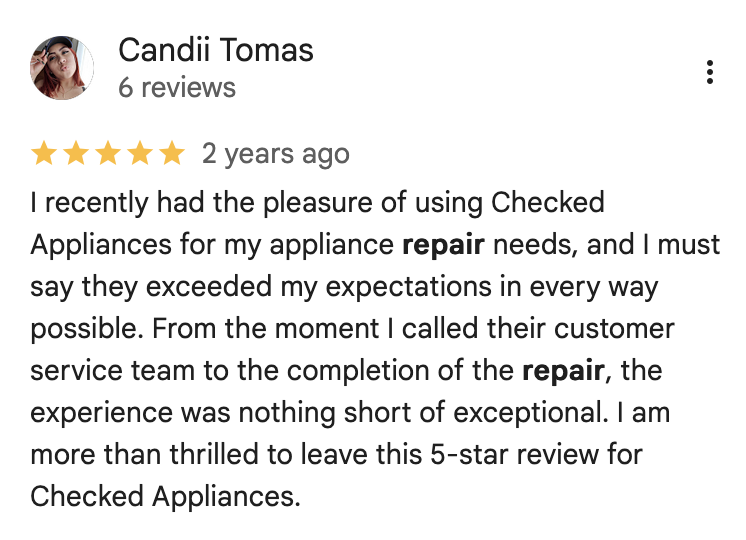 Checked Appliances review from Candii Tomas
