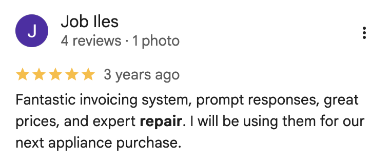 Checked Appliances review from Job Iles